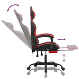 Gaming Chair with Footrest Black and Red Faux Leather - Close-Up Angle