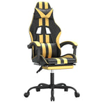 Gaming Chair with Footrest Black and Gold Faux Leather