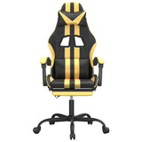 Gaming Chair with Footrest Black and Gold Faux Leather