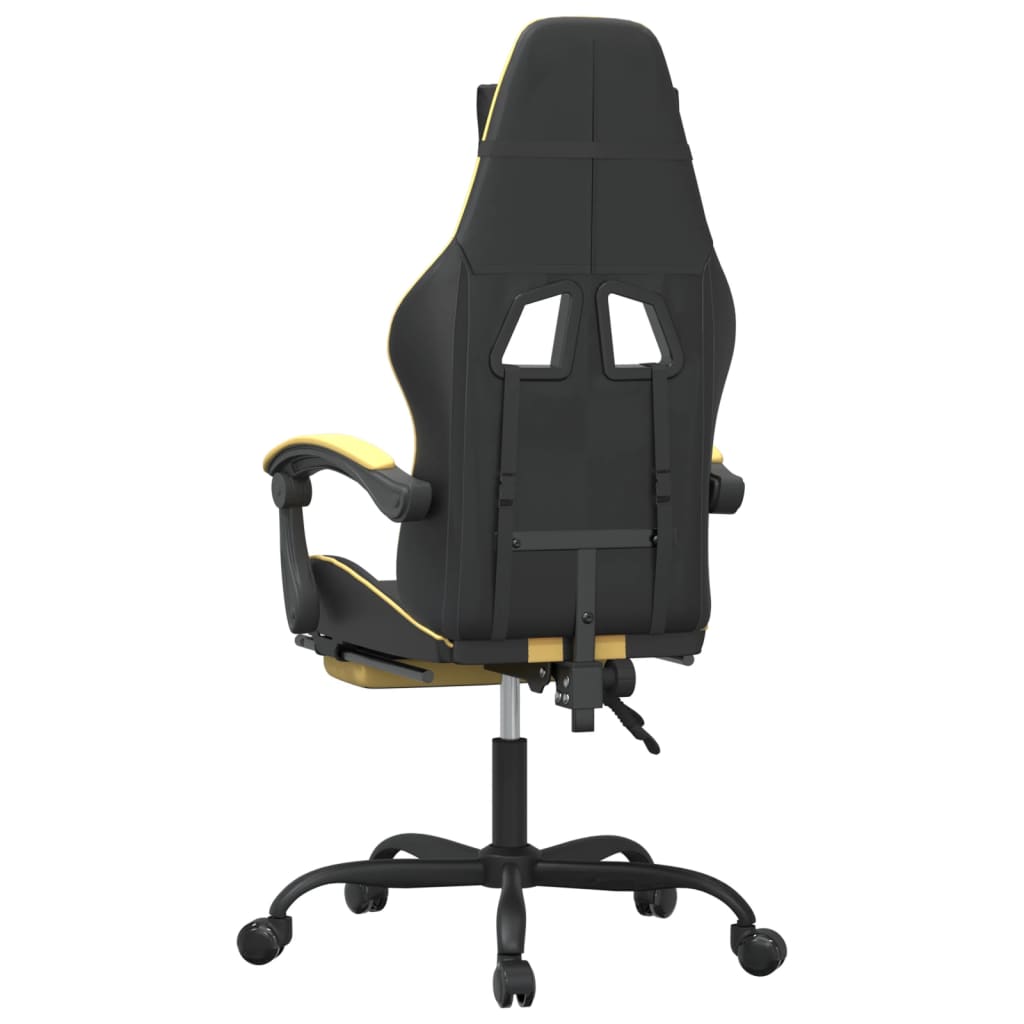 Gaming Chair with Footrest Black and Gold Faux Leather