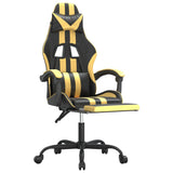 Gaming Chair with Footrest Black and Gold Faux Leather