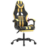 Gaming Chair with Footrest Black and Gold Faux Leather