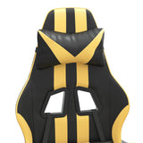 Gaming Chair with Footrest Black and Gold Faux Leather