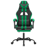 Gaming Chair with Footrest Black and Green Faux Leather