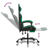 Gaming Chair with Footrest Black and Green Faux Leather