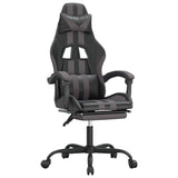 Gaming Chair with Footrest Black and Grey Faux Leather - Front View
