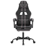 Gaming Chair with Footrest Black and Grey Faux Leather