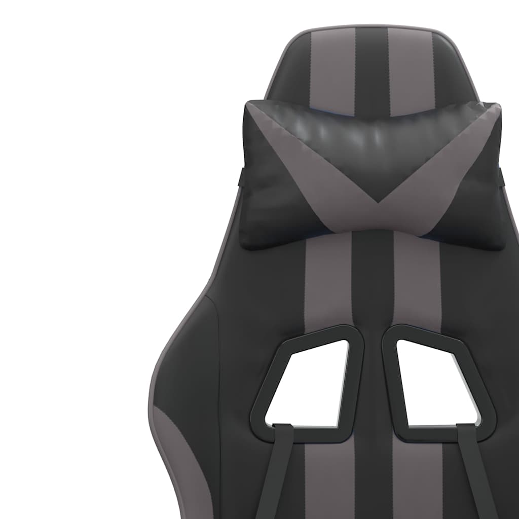 Gaming Chair with Footrest Black and Grey Faux Leather