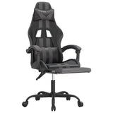 Gaming Chair with Footrest Black and Grey Faux Leather