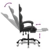 Gaming Chair with Footrest Black and Grey Faux Leather - Close-Up Angle