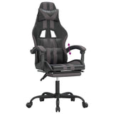 Gaming Chair with Footrest Black and Grey Faux Leather