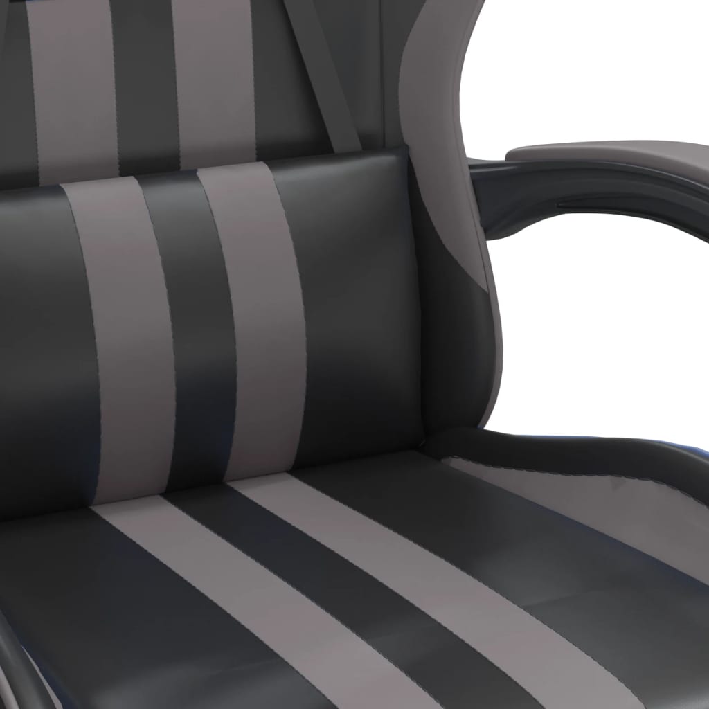 Gaming Chair with Footrest Black and Grey Faux Leather