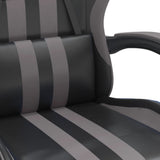 Gaming Chair with Footrest Black and Grey Faux Leather
