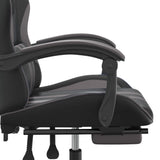 Gaming Chair with Footrest Black and Grey Faux Leather