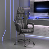 Gaming Chair with Footrest Black and Grey Faux Leather