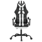 Gaming Chair with Footrest Black and White Faux Leather