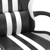 Gaming Chair with Footrest Black and White Faux Leather - Extra Image
