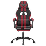 Gaming Chair with Footrest Black and Wine Red Faux Leather - Side View