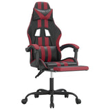 Gaming Chair with Footrest Black and Wine Red Faux Leather