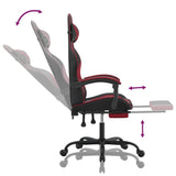 Gaming Chair with Footrest Black and Wine Red Faux Leather - Close-Up Angle