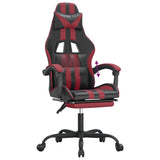 Gaming Chair with Footrest Black and Wine Red Faux Leather