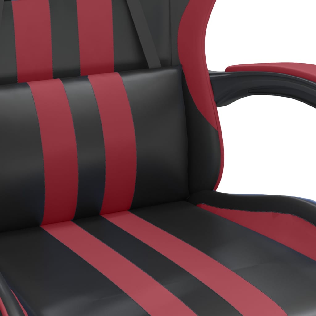 Gaming Chair with Footrest Black and Wine Red Faux Leather