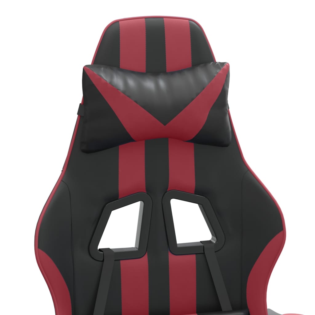 Gaming Chair with Footrest Black and Wine Red Faux Leather