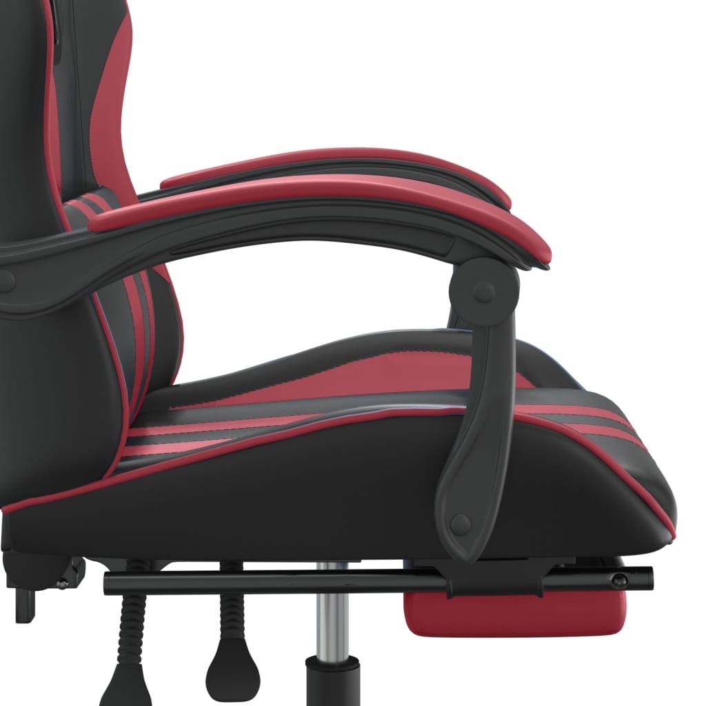 Gaming Chair with Footrest Black and Wine Red Faux Leather