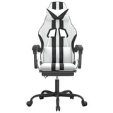 Gaming Chair with Footrest White and Black Faux Leather - Side View