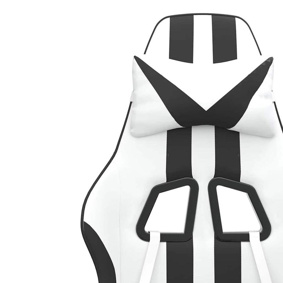 Gaming Chair with Footrest White and Black Faux Leather