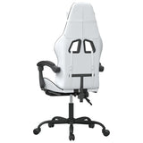 Gaming Chair with Footrest White and Black Faux Leather - 45-Degree Angle