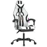 Gaming Chair with Footrest White and Black Faux Leather - Low Angle