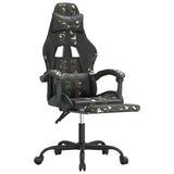 Gaming Chair with Footrest Black and Camouflage Faux Leather - Rear View