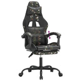 Gaming Chair with Footrest Black and Camouflage Faux Leather - Low Angle
