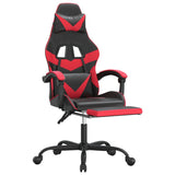 Gaming Chair with Footrest Black and Red Faux Leather