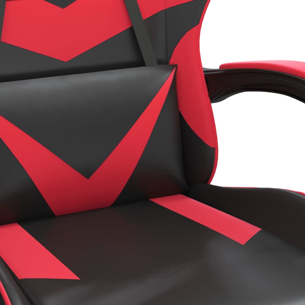 Gaming Chair with Footrest Black and Red Faux Leather