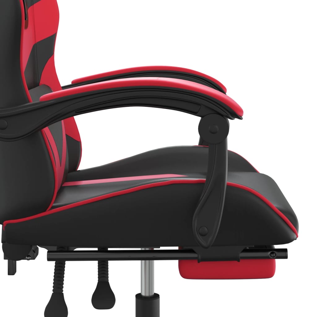 Gaming Chair with Footrest Black and Red Faux Leather