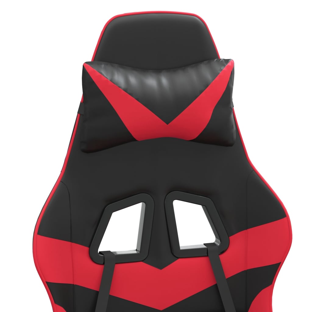 Gaming Chair with Footrest Black and Red Faux Leather