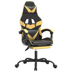 Gaming Chair with Footrest Black and Gold Faux Leather