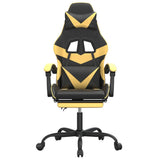 Gaming Chair with Footrest Black and Gold Faux Leather