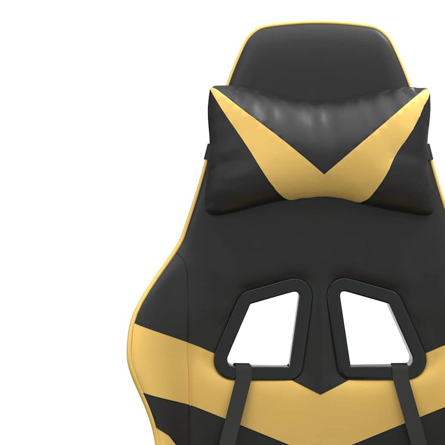 Gaming Chair with Footrest Black and Gold Faux Leather