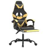 Gaming Chair with Footrest Black and Gold Faux Leather - Rear View