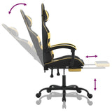 Gaming Chair with Footrest Black and Gold Faux Leather