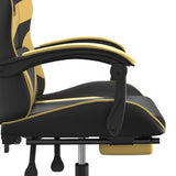 Gaming Chair with Footrest Black and Gold Faux Leather