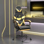 Gaming Chair with Footrest Black and Gold Faux Leather