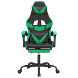 Gaming Chair with Footrest Black and Green Faux Leather - Side View