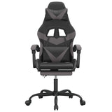Gaming Chair with Footrest Black and Grey Faux Leather - Side View