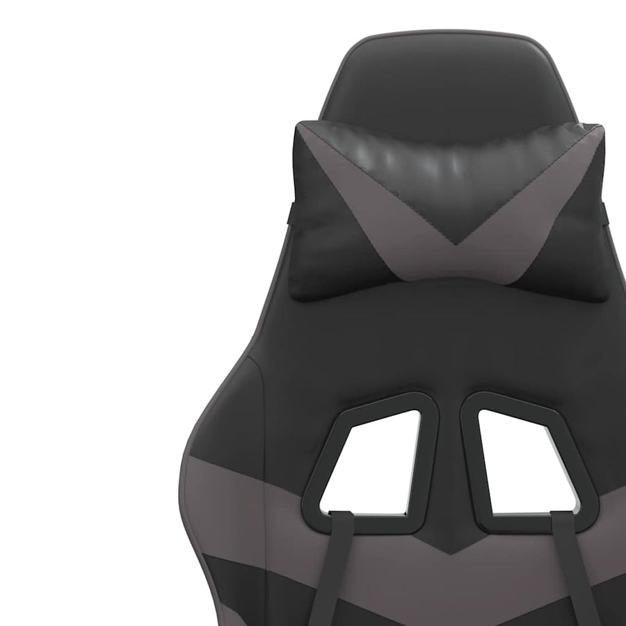 Gaming Chair with Footrest Black and Grey Faux Leather