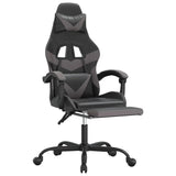 Gaming Chair with Footrest Black and Grey Faux Leather - Rear View