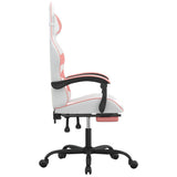 Gaming Chair with Footrest White and Pink Faux Leather - Top-Down View